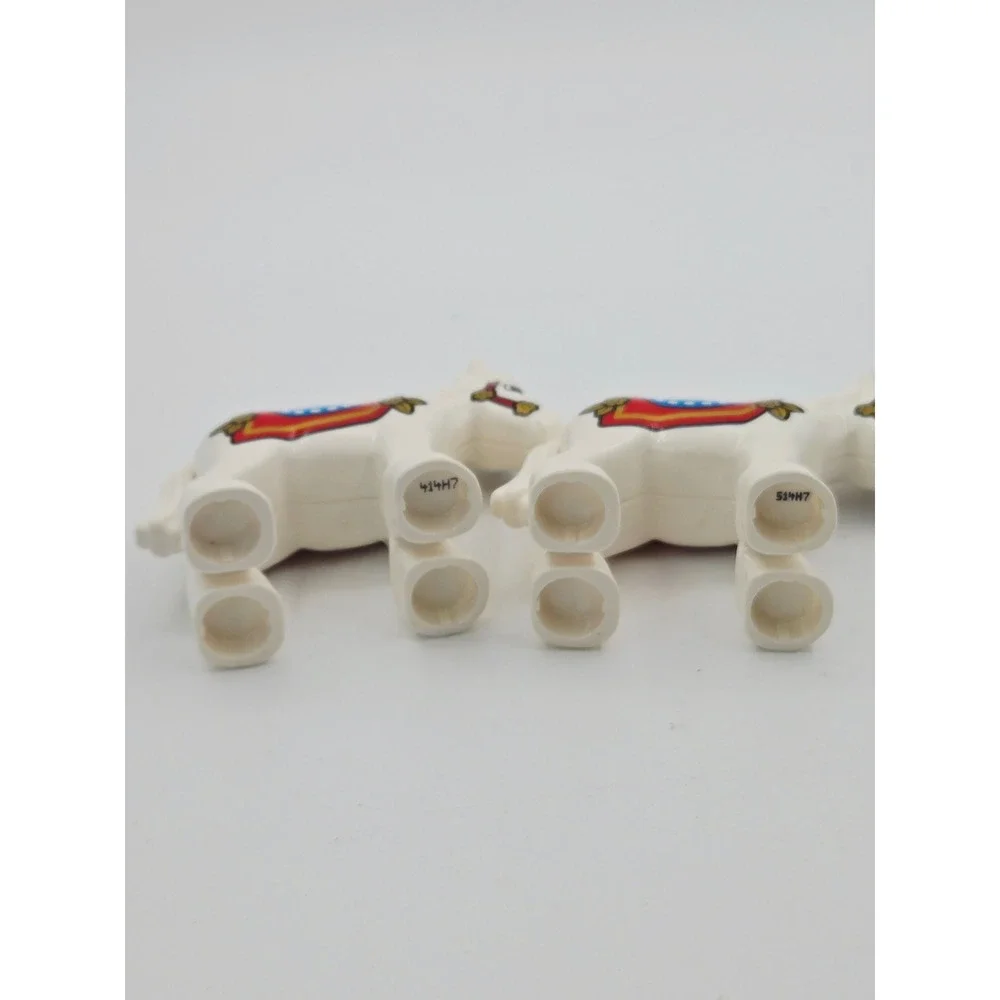 LEGO Duplo White Horse Figures with Blue and Red Saddle Lot of 2 10352